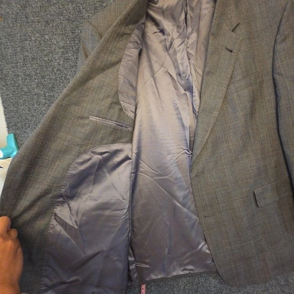 Hart Schaffner Marx Blazer Sport Coat Mens 46 Gray Wool Check Classic Jacket